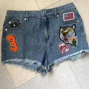 Denim Shorts with Patches NWT